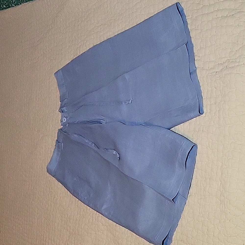 Vintage Bucker Light‎ Blue Linen Shorts Womens Size 33-38